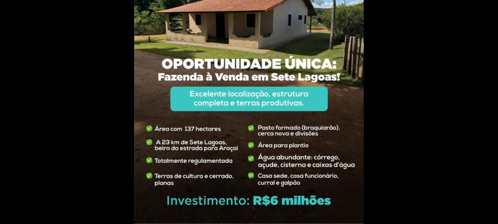 F-123 FAZENDA 137HA SETE LAGOAS MG